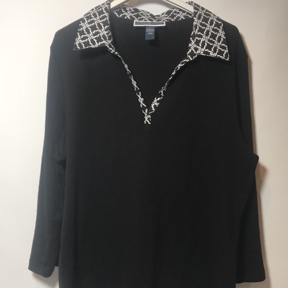 Karen Scott Long Sleeve Collar Top Size Large